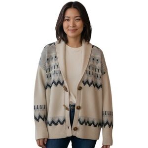 NWT FRYE Women's Oatmeal Heather Combo Cardigan size Large
